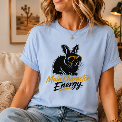 Main Character Energy Bunny T-Shirt, Funny Rabbit Graphic Tee