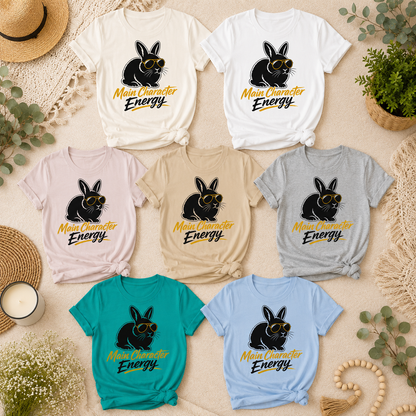 Main Character Energy Bunny T-Shirt, Funny Rabbit Graphic Tee