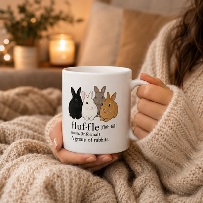 Fluffle Rabbit Mug, Funny Bunny Definition Coffee Cup