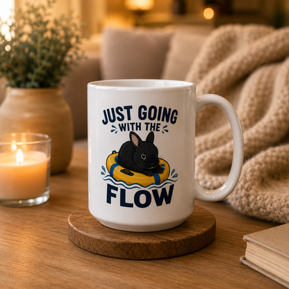 Just Going With the Flow Bunny Mug, Funny Rabbit Coffee Cup