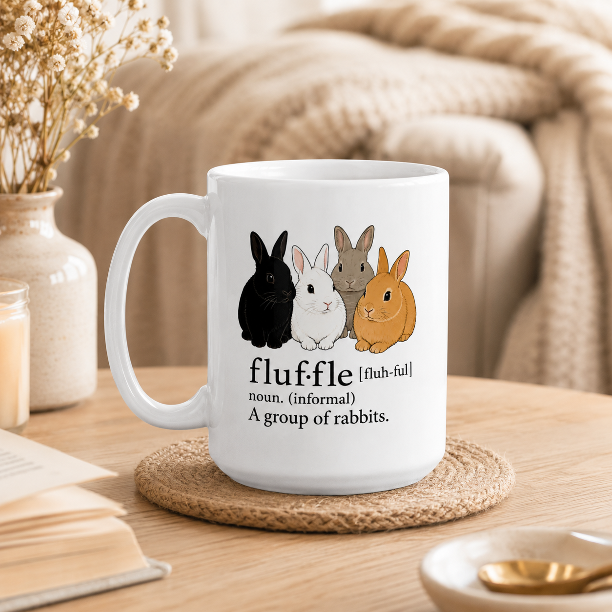 Fluffle Rabbit Mug, Funny Bunny Definition Coffee Cup