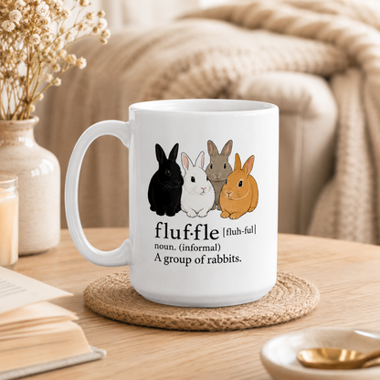 Fluffle Rabbit Mug, Funny Bunny Definition Coffee Cup