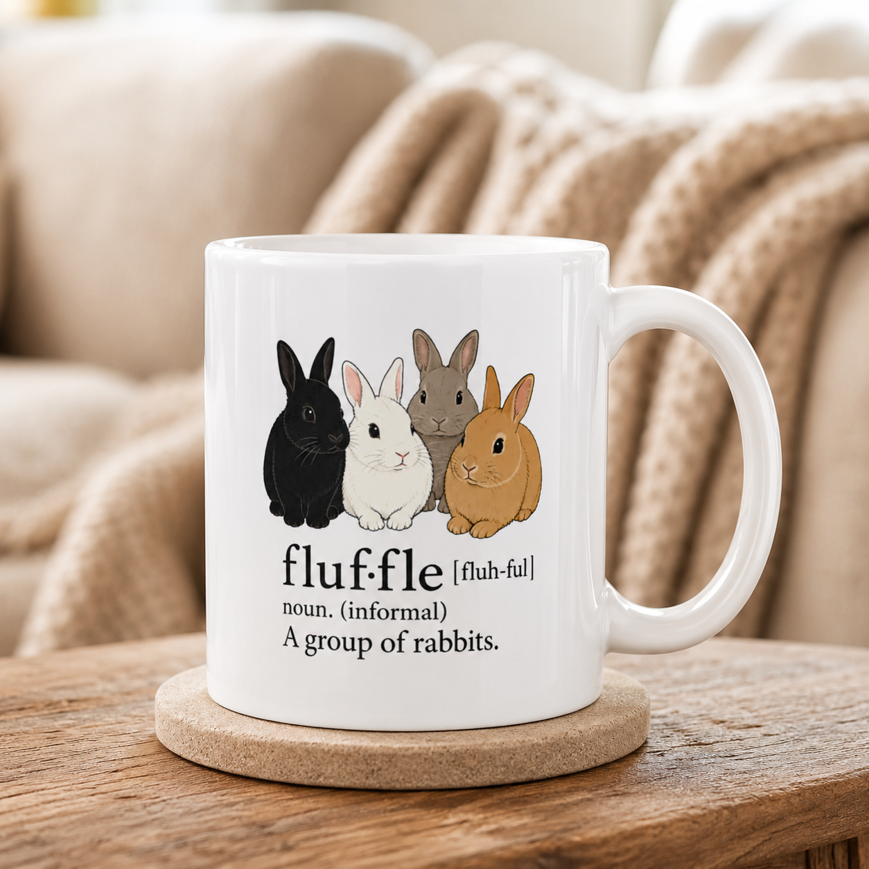 Fluffle Rabbit Mug, Funny Bunny Definition Coffee Cup