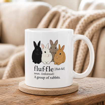 Fluffle Rabbit Mug, Funny Bunny Definition Coffee Cup