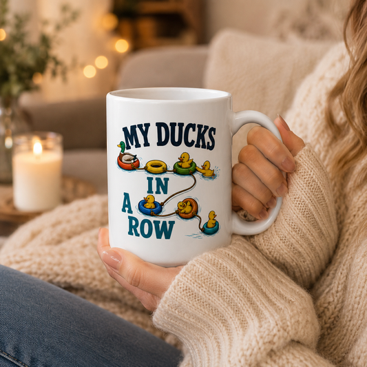 My Ducks in a Row Mug, Funny Duck Coffee Cup