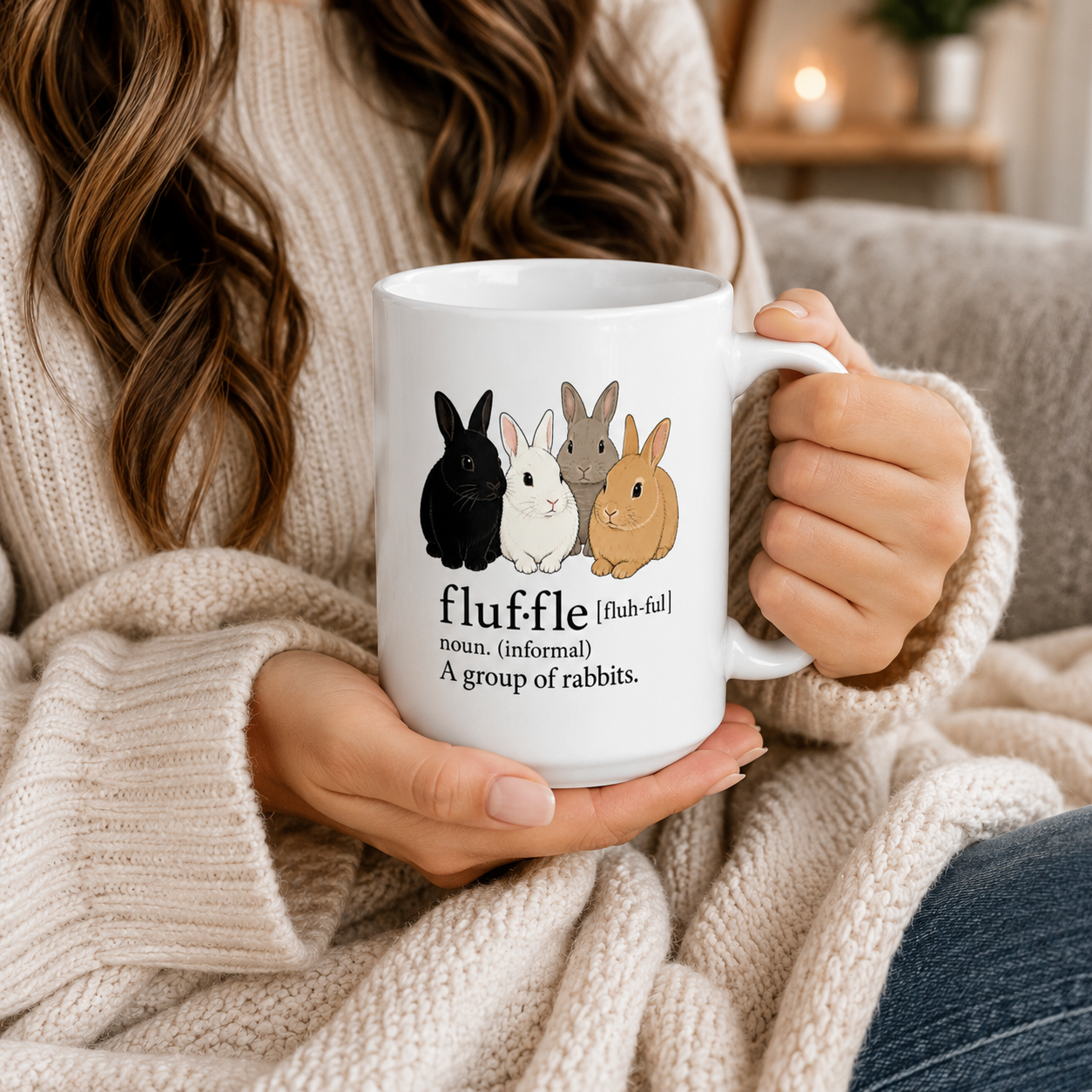 Fluffle Rabbit Mug, Funny Bunny Definition Coffee Cup
