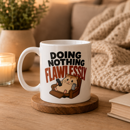 Doing Nothing Flawlessly Hamster Mug, Funny Homebody Coffee Cup