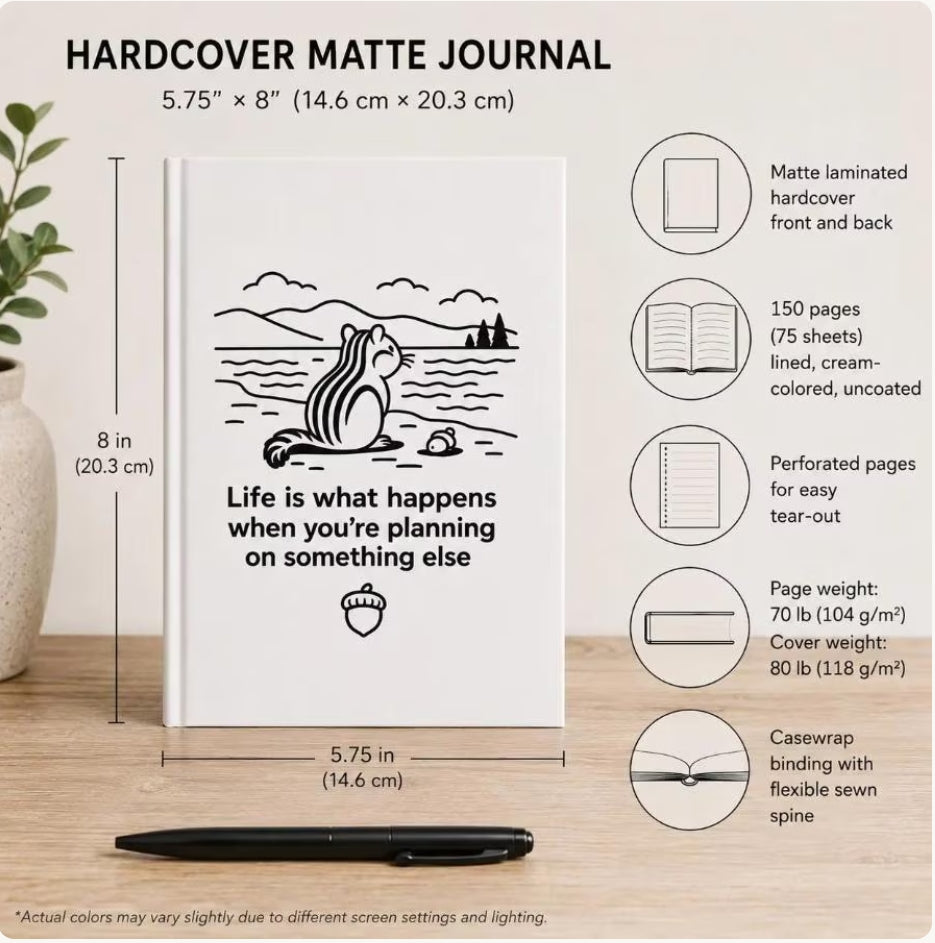 Woodland Chipmunk Journal, Nature Writing Notebook, Lakeside Scene Quote Hardcover