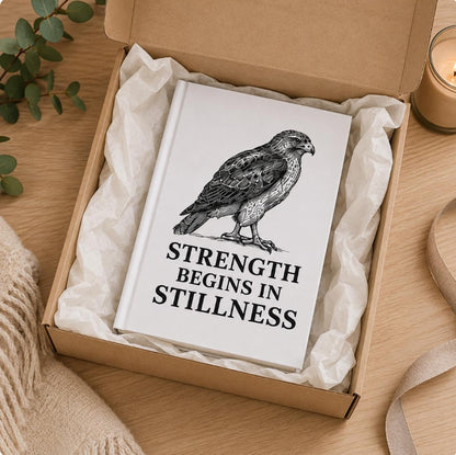 Strength Begins in Stillness Hawk Hardcover Journal