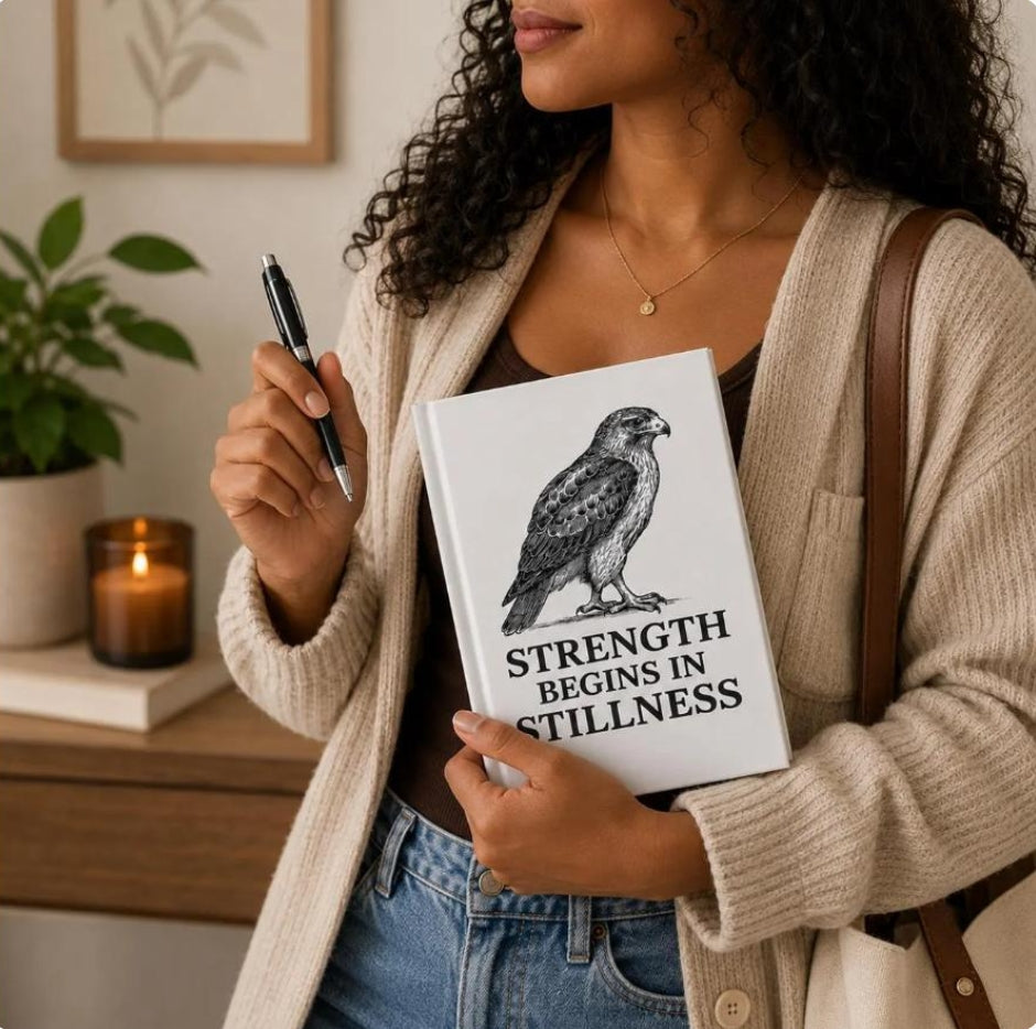 Strength Begins in Stillness Hawk Hardcover Journal