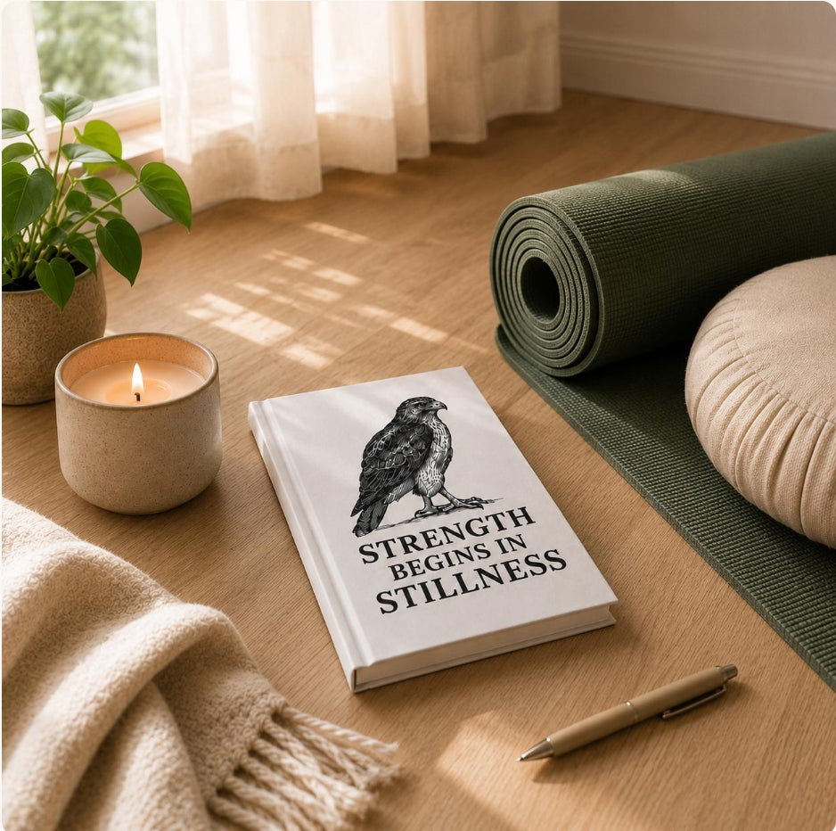 Strength Begins in Stillness Hawk Hardcover Journal