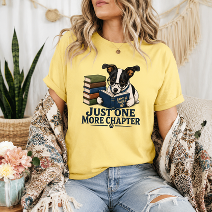 Just One More Chapter Dog T-Shirt, Book Lover Graphic Tee