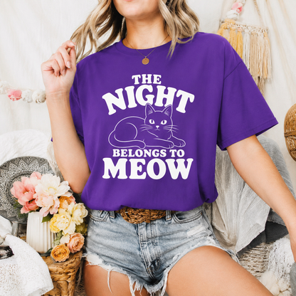 The Night Belongs to Meow Cat T-Shirt, Funny Black Cat Graphic Tee