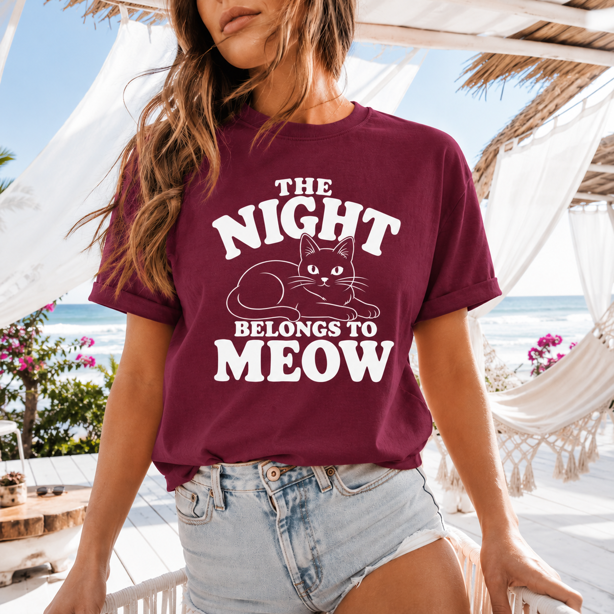 The Night Belongs to Meow Cat T-Shirt, Funny Black Cat Graphic Tee