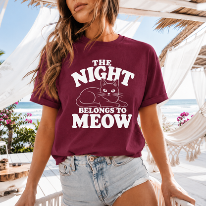 The Night Belongs to Meow Cat T-Shirt, Funny Black Cat Graphic Tee