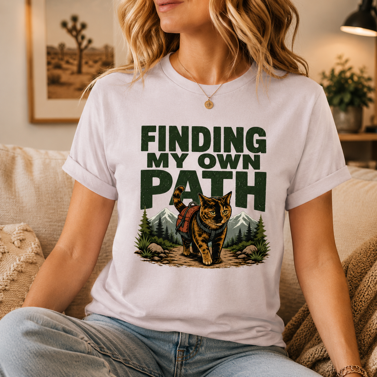 Finding My Own Path Cat T-Shirt, Adventure Graphic Tee