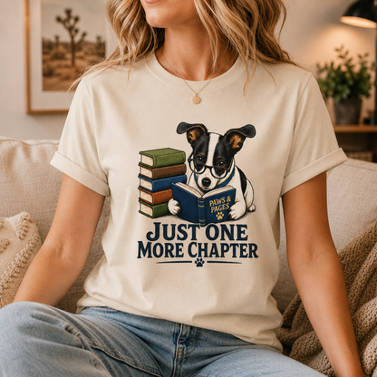 Just One More Chapter Dog T-Shirt, Book Lover Graphic Tee