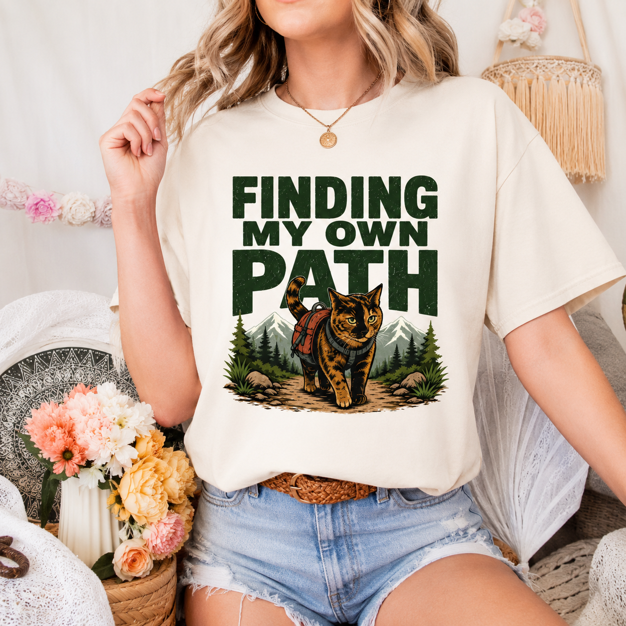 Finding My Own Path Cat T-Shirt, Adventure Graphic Tee