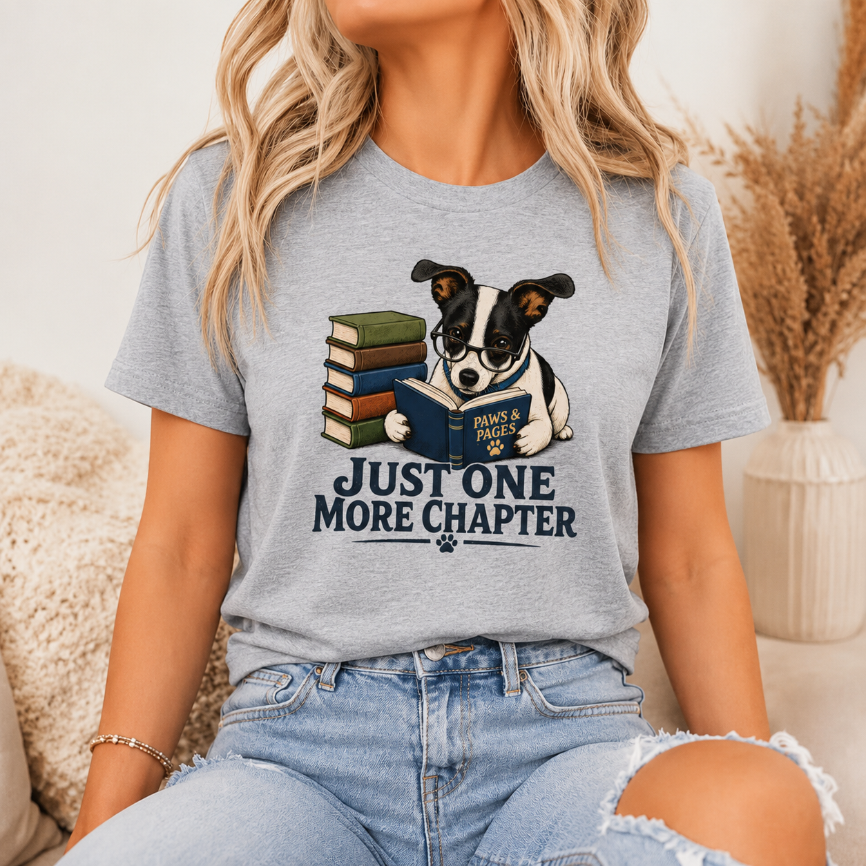 Just One More Chapter Dog T-Shirt, Book Lover Graphic Tee