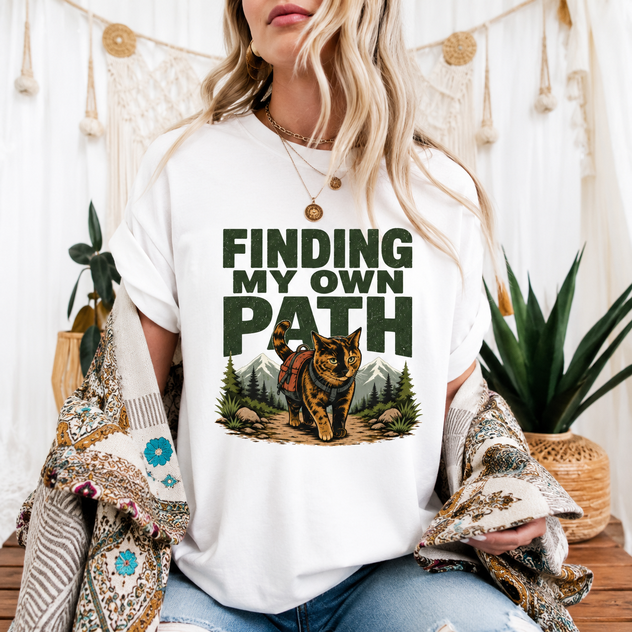 Finding My Own Path Cat T-Shirt, Adventure Graphic Tee