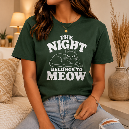 The Night Belongs to Meow Cat T-Shirt, Funny Black Cat Graphic Tee