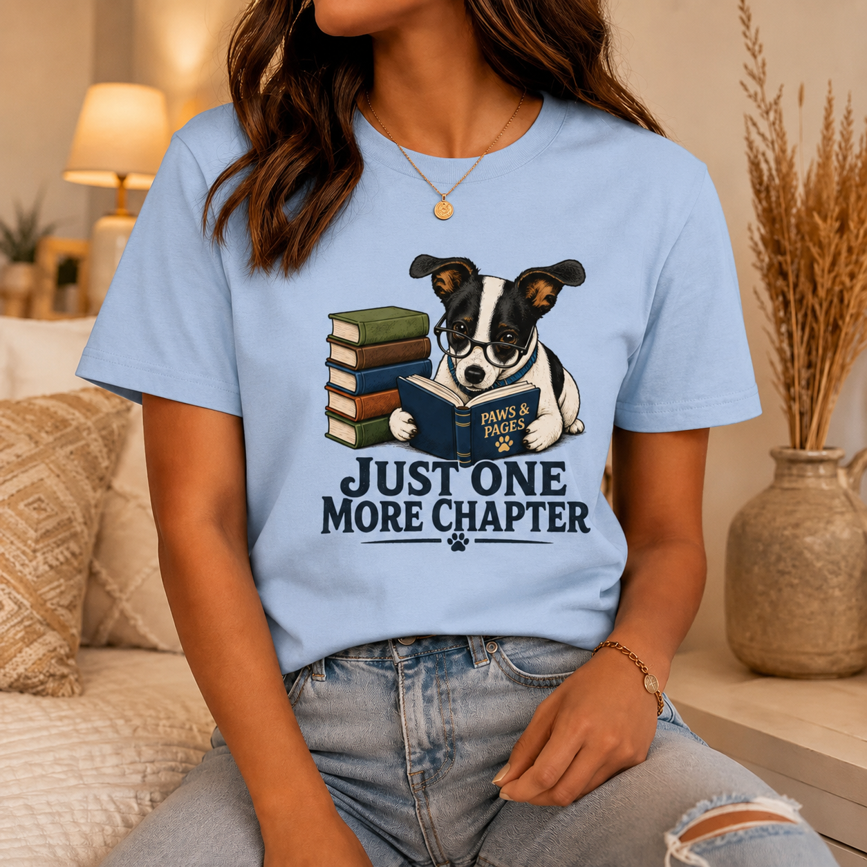 Just One More Chapter Dog T-Shirt, Book Lover Graphic Tee
