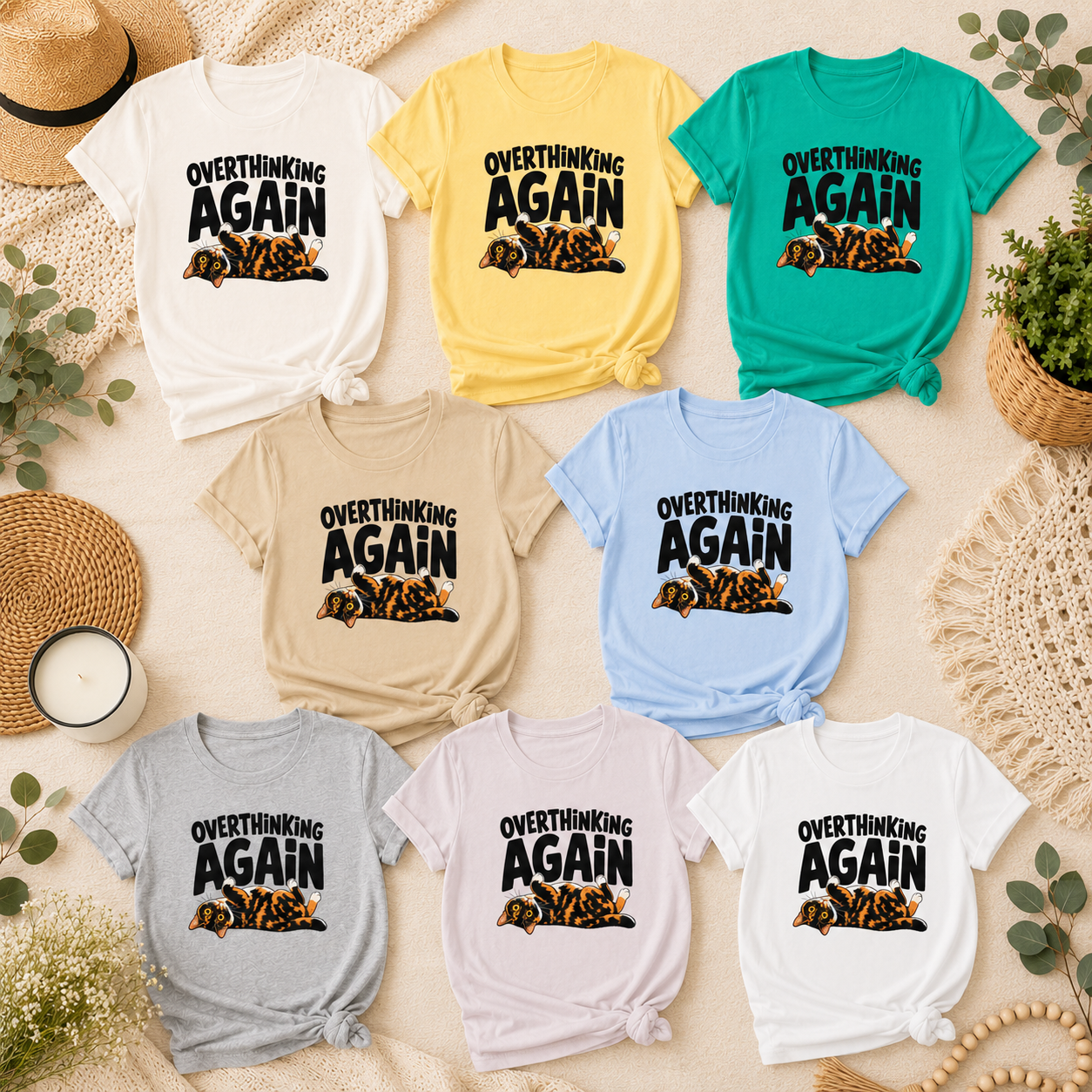 Funny Cat Overthinking T-Shirt, Overthinking Again Shirt