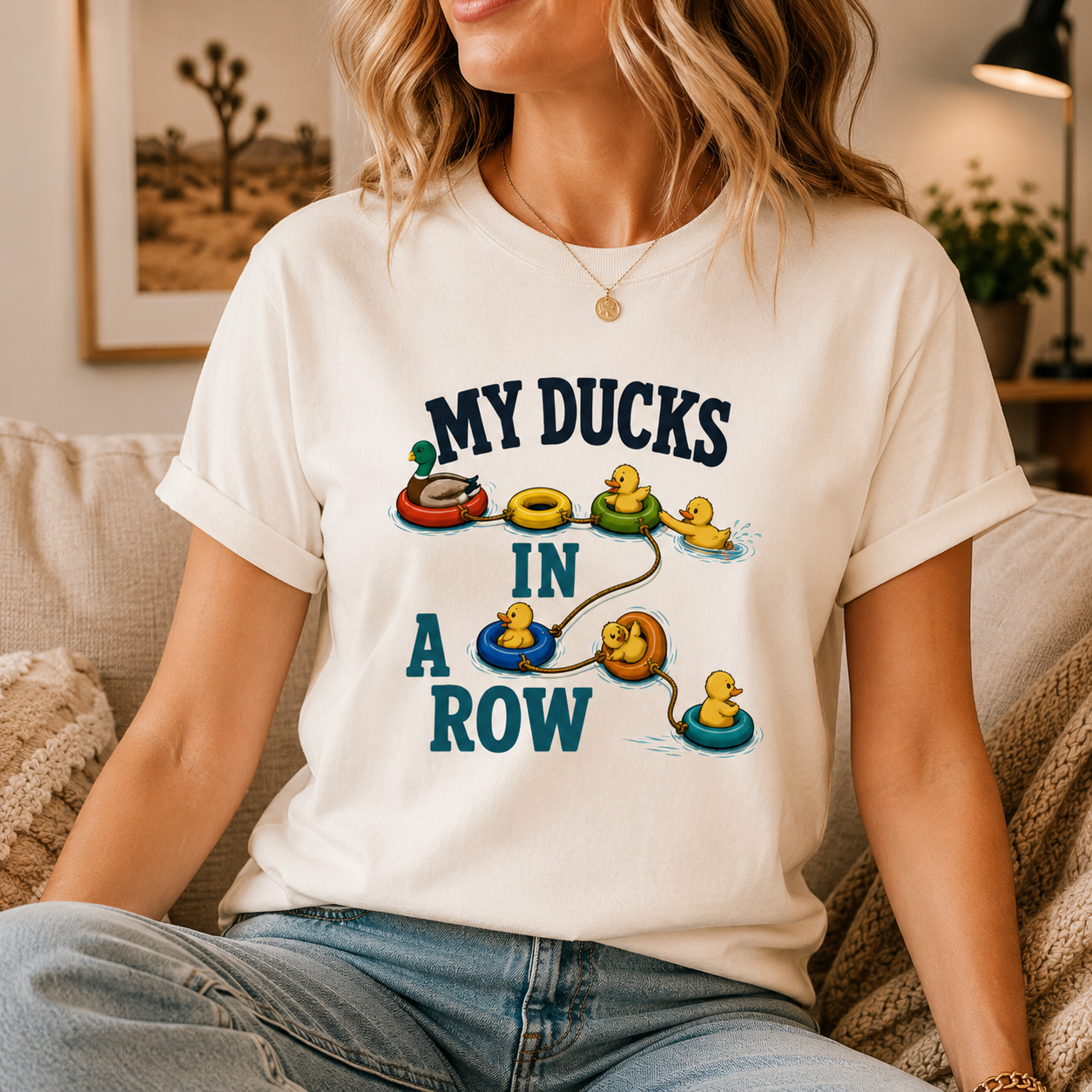 Funny Ducks In A Row T-Shirt, Cute Duck Graphic Tee