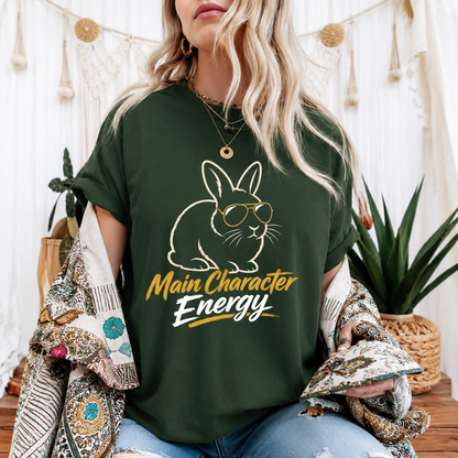 Funny Rabbit Graphic Shirt, Main Character Energy Bunny T-Shirt