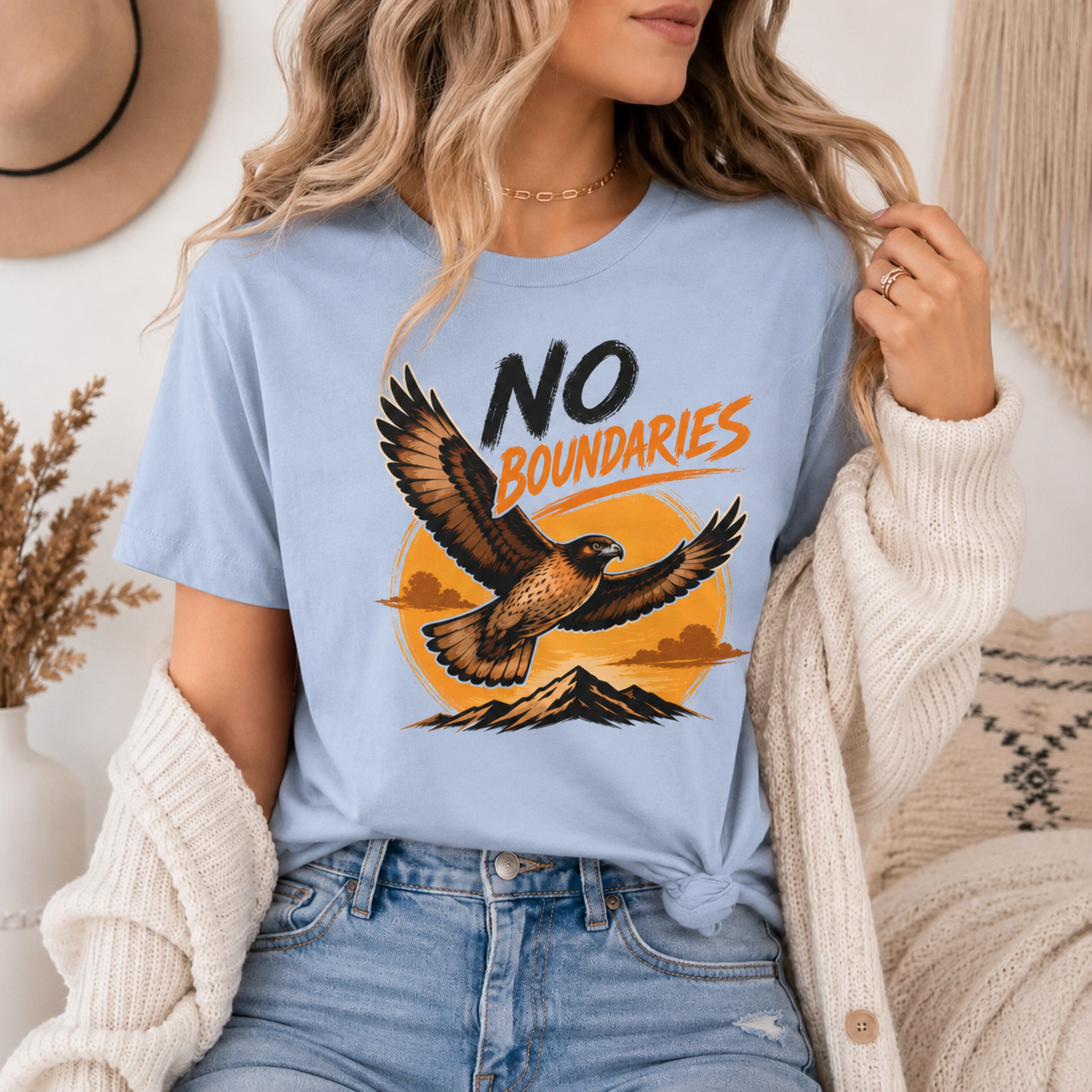 No Boundaries Hawk T-Shirt, Inspirational Bird Graphic Tee