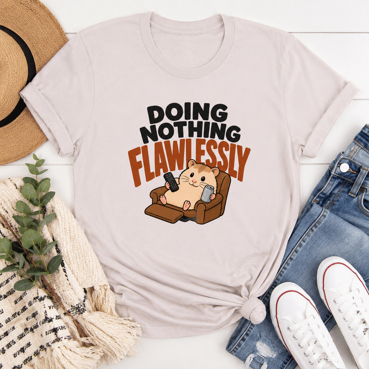 Doing Nothing Flawlessly Guinea Pig T-Shirt, Funny Animal Graphic Tee