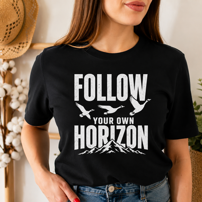 Follow Your Own Horizon T-Shirt, Inspirational Bird Graphic Tee