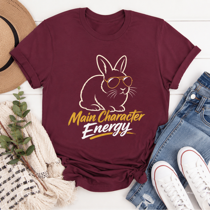 Funny Rabbit Graphic Shirt, Main Character Energy Bunny T-Shirt