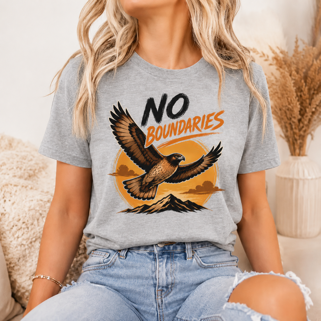 No Boundaries Hawk T-Shirt, Inspirational Bird Graphic Tee