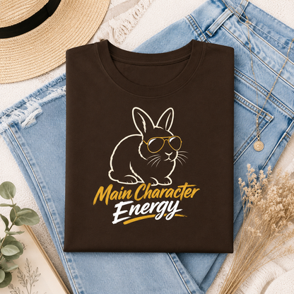 Funny Rabbit Graphic Shirt, Main Character Energy Bunny T-Shirt