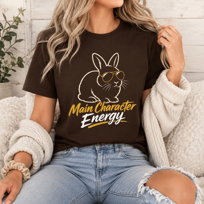 Funny Rabbit Graphic Shirt, Main Character Energy Bunny T-Shirt
