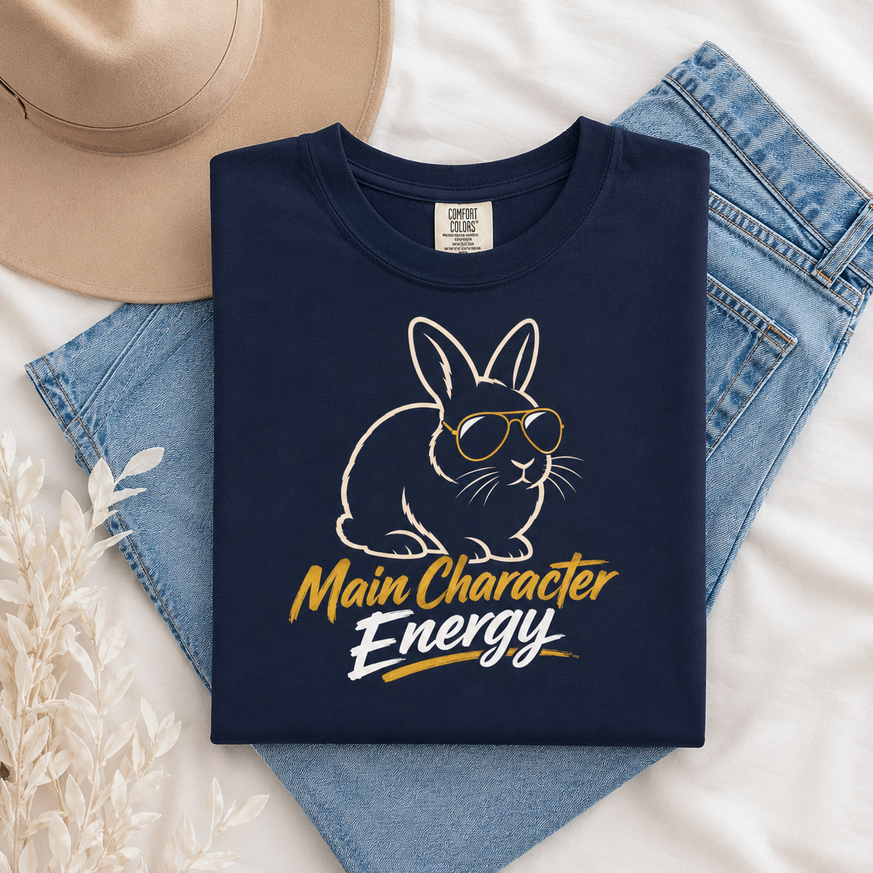 Funny Rabbit Graphic Shirt, Main Character Energy Bunny T-Shirt