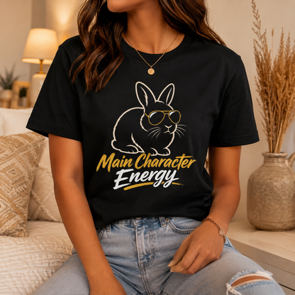 Funny Rabbit Graphic Shirt, Main Character Energy Bunny T-Shirt