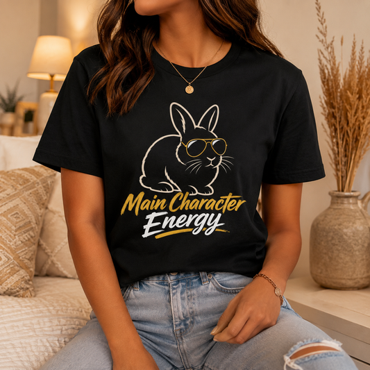 Funny Rabbit Graphic Shirt, Main Character Energy Bunny T-Shirt