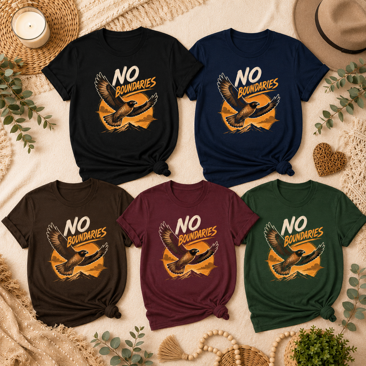 No Boundaries Hawk T-Shirt, Inspirational Bird Graphic Tee