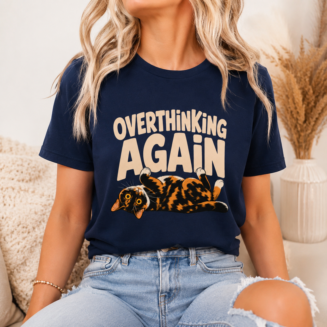 Funny Cat Overthinking T-Shirt, Overthinking Again Shirt