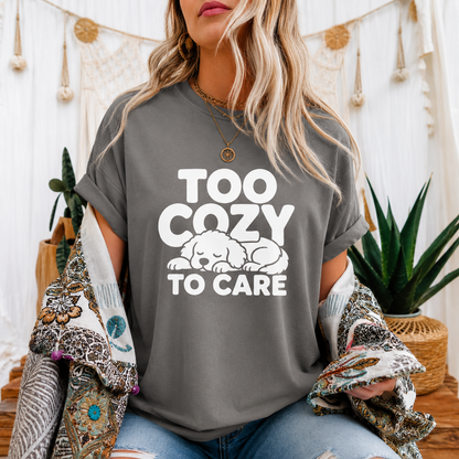 Too Cozy to Care Dog T-Shirt, Funny Sleeping Dog Graphic Tee