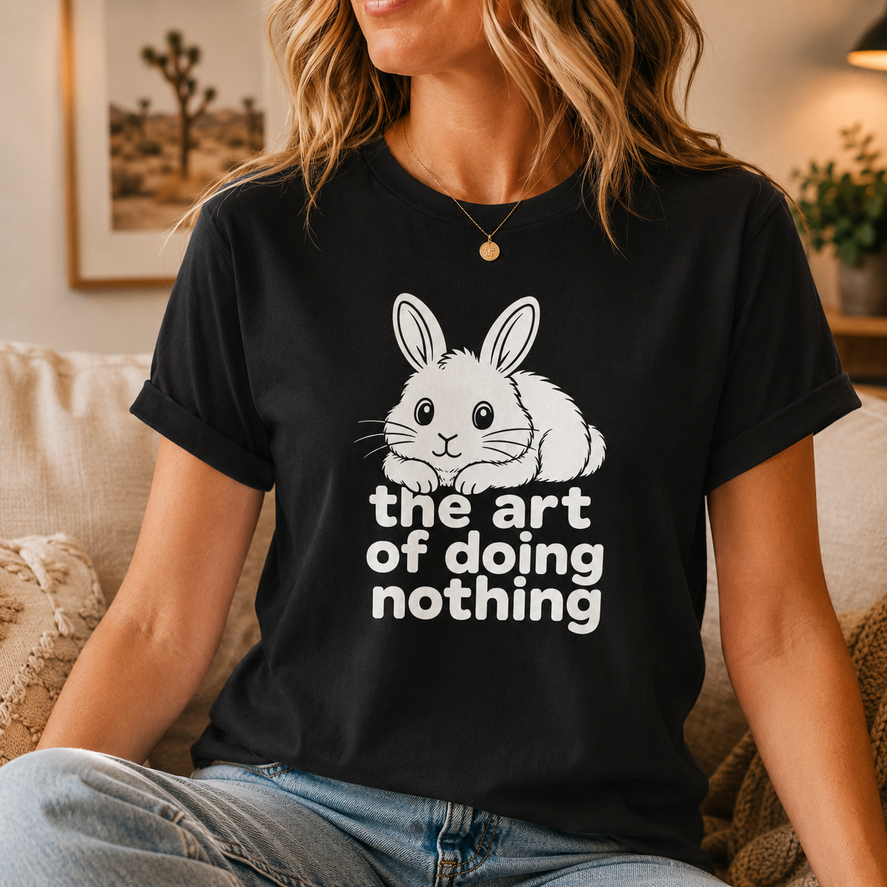 The Art of Doing Nothing Bunny T-Shirt, Funny Rabbit Graphic Tee