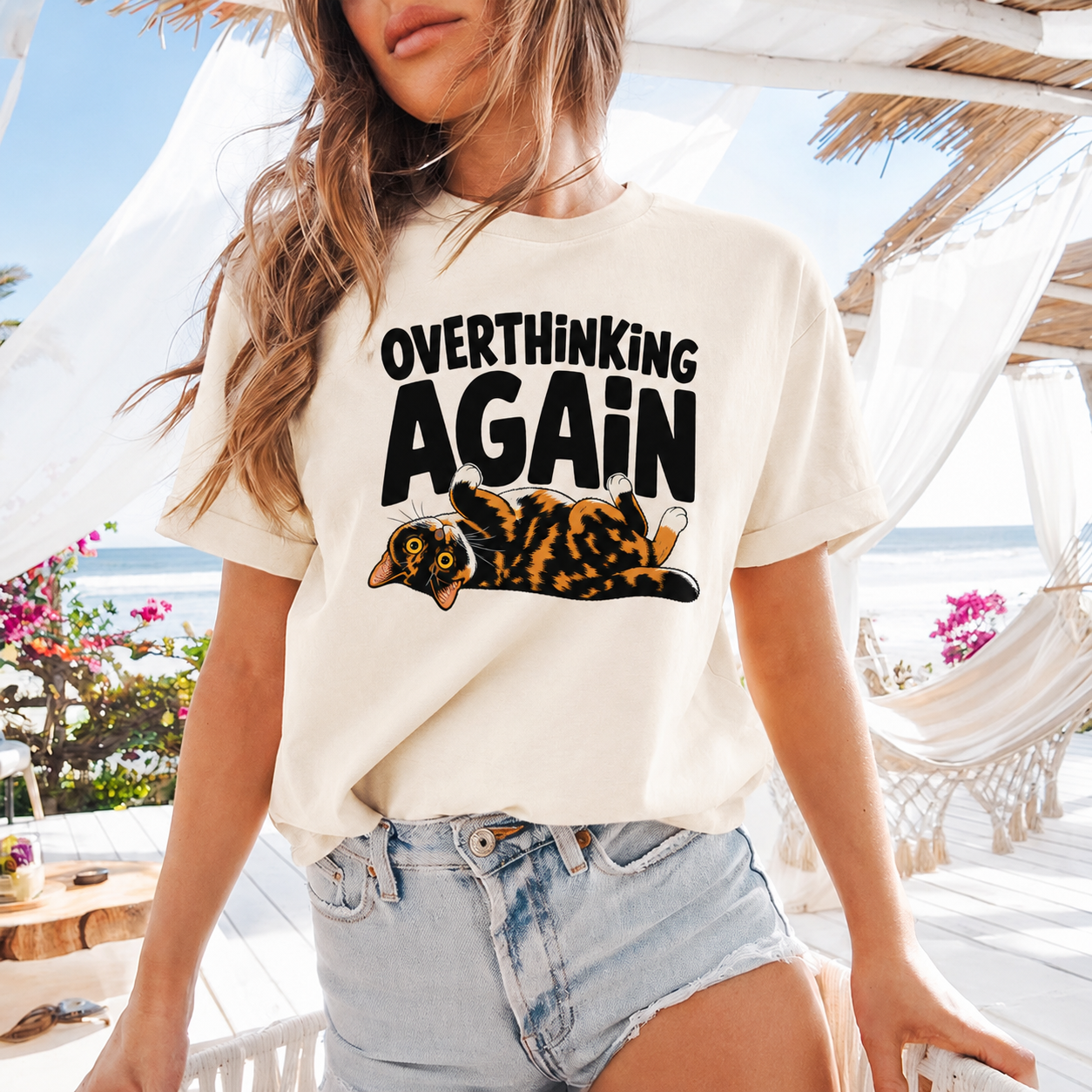 Funny Cat Overthinking T-Shirt, Overthinking Again Shirt