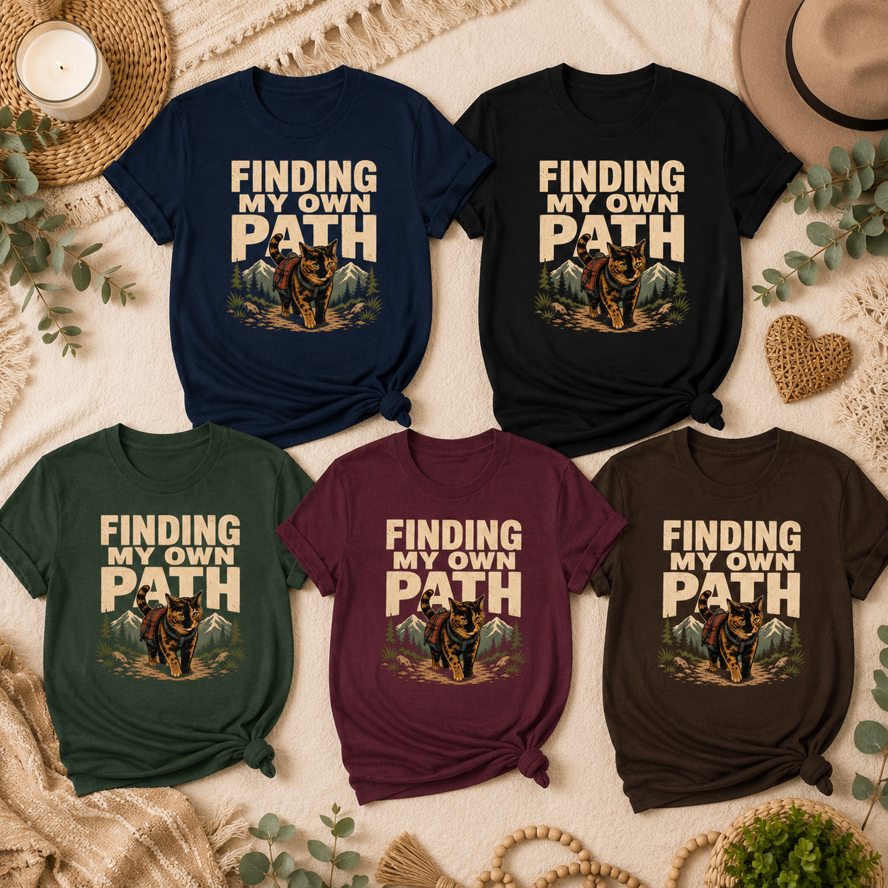 Finding My Own Path Cat T-Shirt, Adventure Hiking Graphic Tee