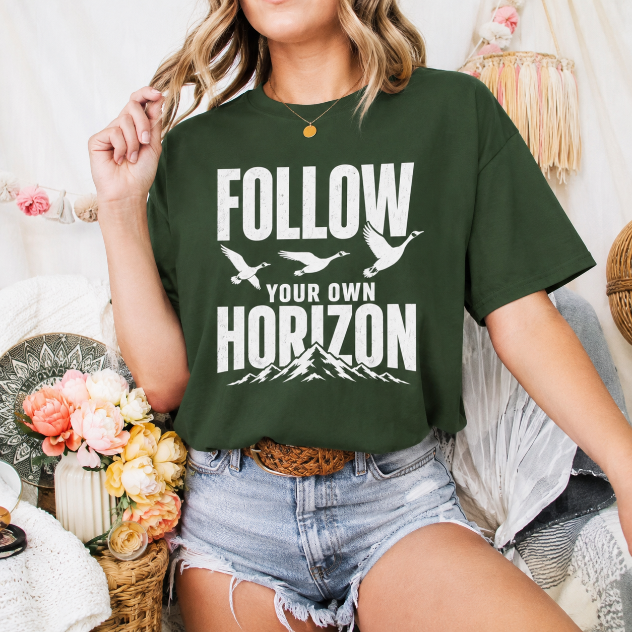 Follow Your Own Horizon T-Shirt, Inspirational Bird Graphic Tee
