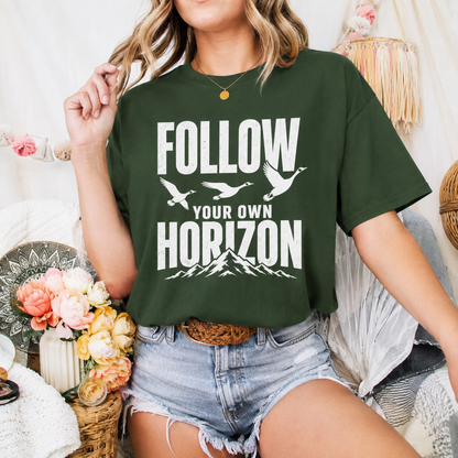 Follow Your Own Horizon T-Shirt, Inspirational Bird Graphic Tee