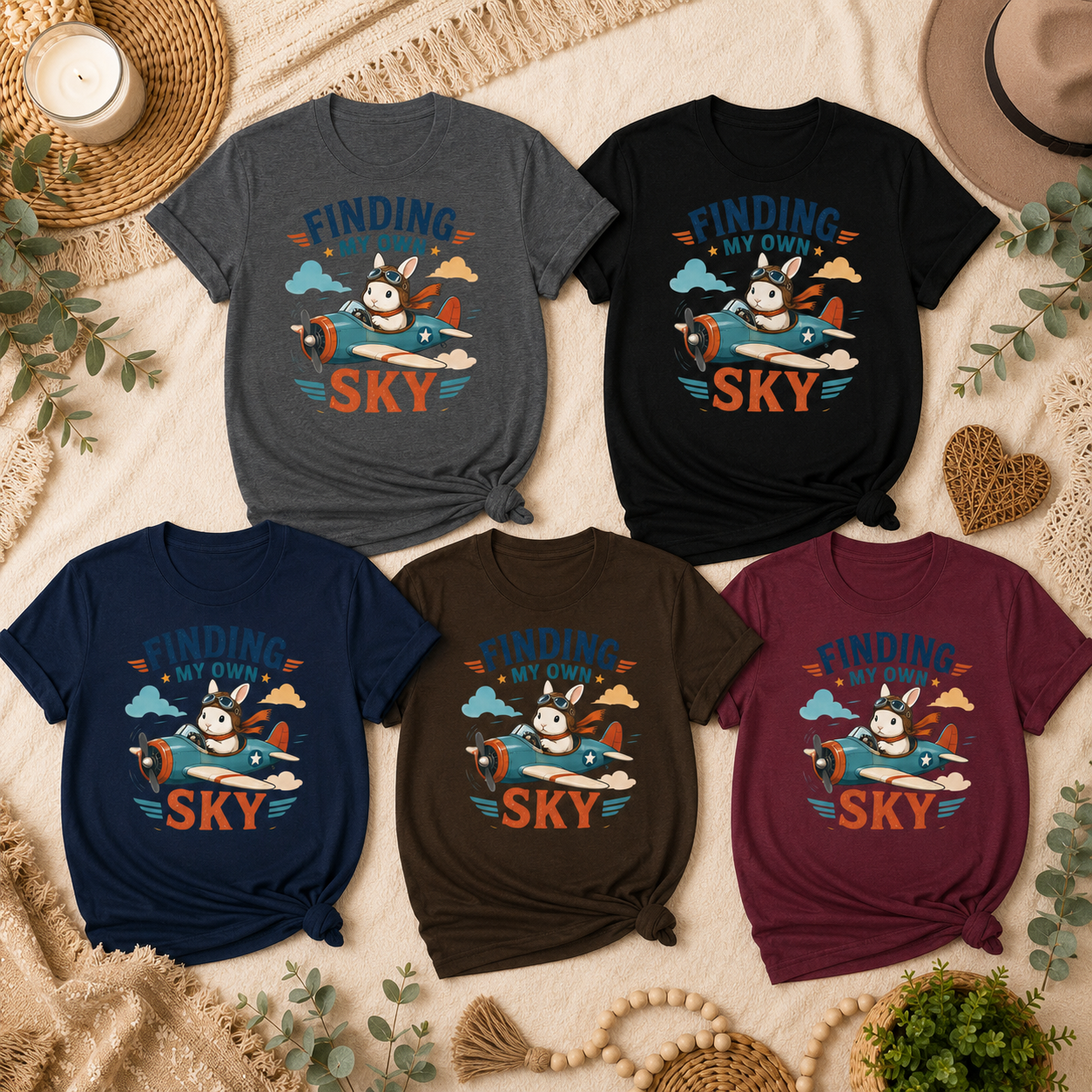 Finding My Own Sky Bunny T-Shirt, Rabbit Pilot Graphic Tee