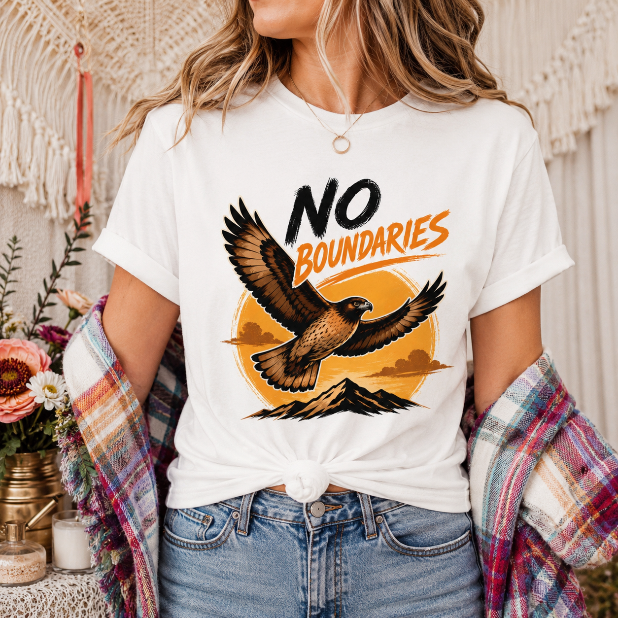 No Boundaries Hawk T-Shirt, Inspirational Bird Graphic Tee