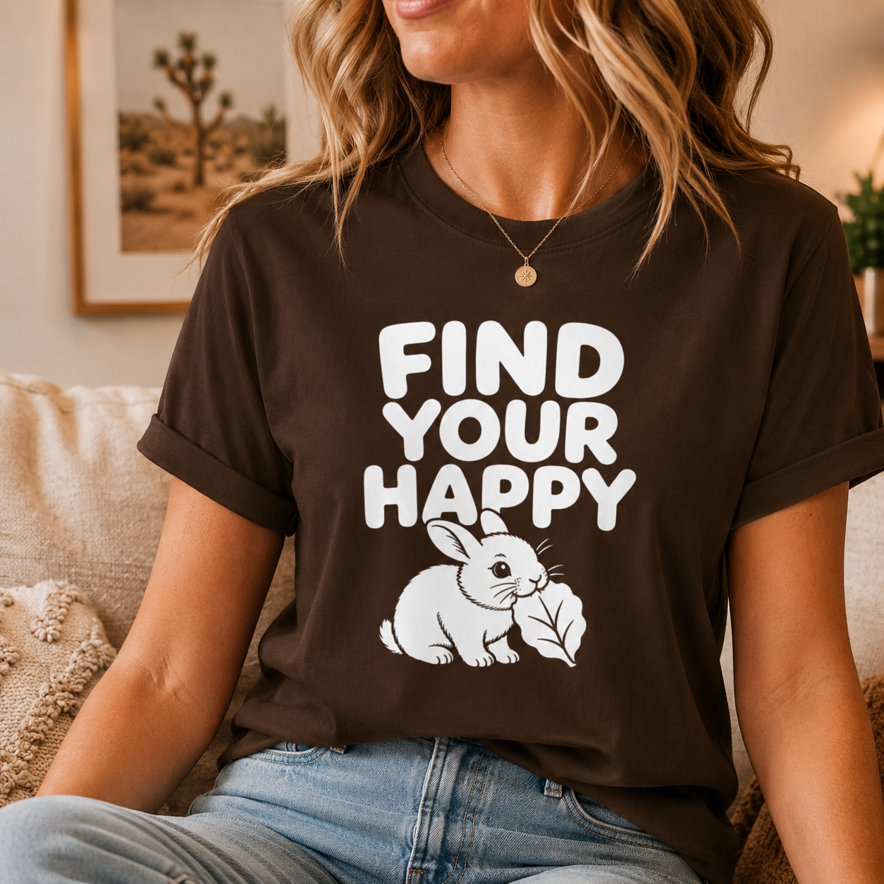 Find Your Happy Bunny T-Shirt, Inspirational Rabbit Graphic Tee